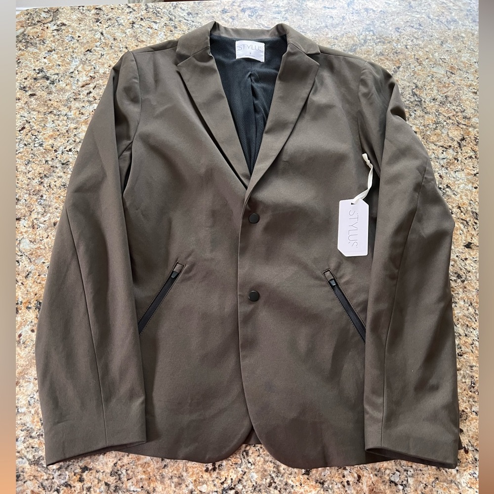 NWT Men’s STYLUS Brown Wren Active Comfort Blazer Sport Coat size SMALL